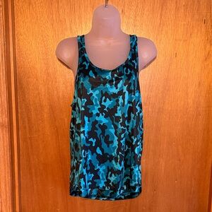 Splits59 Teal and Black Camo Backless Strappy Tank Top M Like New